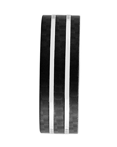 Men's Cobalt, Black Carbon Fiber Striped 8mm Comfort-Fit Band