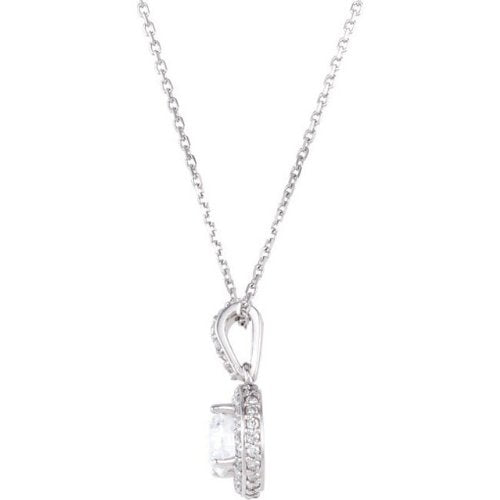 Diamond Halo Necklace, Rhodium-Plated 14k White Gold, 18" (1 Ctw, Color G-H, Clarity I1)