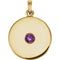 Round Amethyst Disc Pendant, 14k Yellow Gold