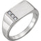 Men's Diamond 3-Stone Past, Present, Future Signet Ring, Rhodium-Plated 14k White Gold (.10 Ctw, G-H Color I1 Clarity)