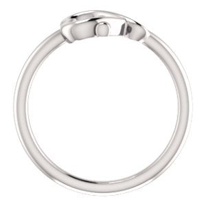 Girl's Cross with Heart Rhodium-Plated 14k White Gold Youth Ring