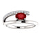 Ruby and Diamond Bypass Ring, Rhodium-Plated 14k White Gold (.125 Ctw, G-H Color, I1 Clarity)