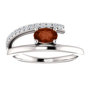 Mozambique Garnet and Diamond Bypass Ring, Sterling Silver (.125 Ctw, G-H Color, I1 Clarity)