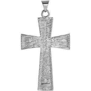 Inlay Christian Cross Rhodium-Plated 14k White Gold Pendant (34.00X23.00 MM)