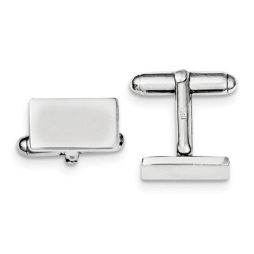 Rhodium-Plated Sterling Silver Rectangle Cuff Links, 10X16MM