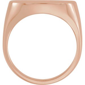 Men's Open Back Brushed Signet Semi-Polished 18k Rose Gold Ring (20mm) Size 10