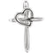 Cross with Heart Sterling Silver Pendant (19.80X13.30)