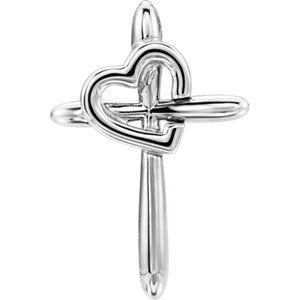 Cross with Heart Sterling Silver Pendant