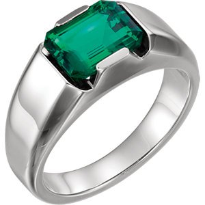 Men's Platinum Chatham Created Emerald 3 Ct. Ring