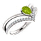 Peridot Pear and Diamond Chevron Sterling Silver Ring (.145 Ctw, G-H Color, I1 Clarity), Size 7