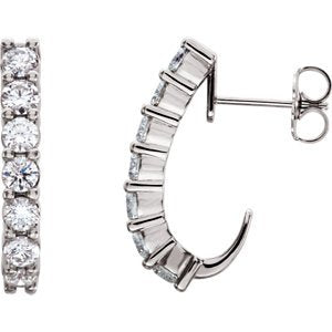 Diamond J-Hoop Earrings, Rhodium-Plated 14k White Gold (1 3/8 Ctw, Color G-H, Clarity I1)