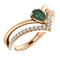 Chatham Created Alexandrite Pear and Diamond Chevron 14k Rose Gold Ring (.145 Ctw,G-H Color, I1 Clarity)