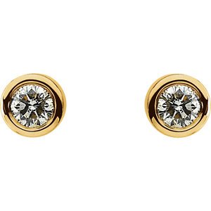 Diamond Stud Bezel Earrings, 14k Yellow Gold (1 Cttw, Color GH, Clarity I1)