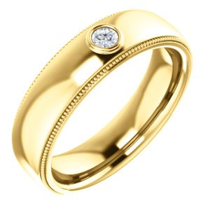 Men's 14k Yellow Gold Diamond 6.3mm Milgrain Band (.10 Ctw, Color G-H, SI2-SI3 Clarity) Size 11.25