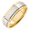 7.5 mm 14k Yellow and White Gold Two-Tone Grooved Edge Flat Comfort Fit Band, Size 5.5