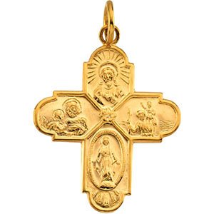 14k Yellow Gold Four-Way Medal (24.4x21.5 MM)