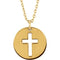 Pierced Cross Disc 14k Yellow Gold Pendant Necklace, 16-18" (12X12 MM)