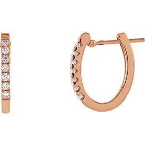 Diamond Hoop Earrings, 14k Rose Gold (1/5 Ctw, Color H-I , Clarity I1 )