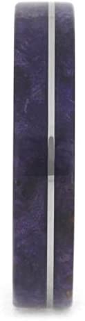 The Men's Jewelry Store (Unisex Jewelry) Purple Box Elder Burl Wood 4.5mm Titanium Comfort-Fit Wedding Band