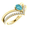 Blue Zircon Pear and Diamond Chevron 14k Yellow Gold Ring (. 16 Ctw, G-H Color, I1 Clarity)