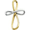 Two-Tone Infinity Cross 14k Yellow Gold and Sterling Silver Pendant (39X26.25 MM)