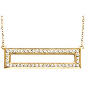 Diamond Rectangle Necklace in 14k Yellow Gold, 16-18" (3/8 Cttw)