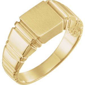 Men's Open Back Square Signet Ring, 18k Yellow Gold (11mm) Size 10.75