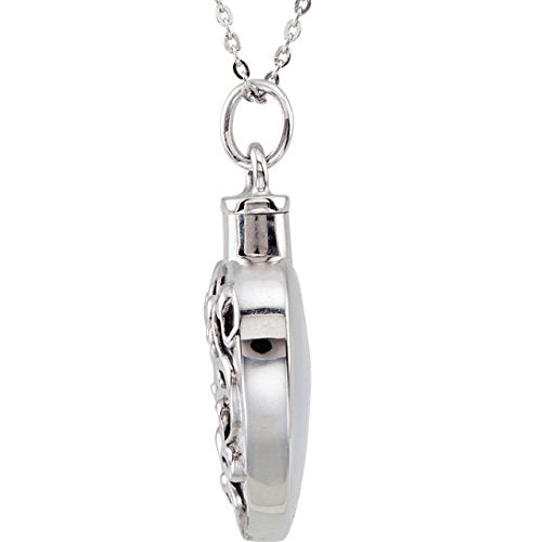Ave 369 'Mom' Heart Ash Holder Necklace, Rhodium Plated Sterling Silver, 18"