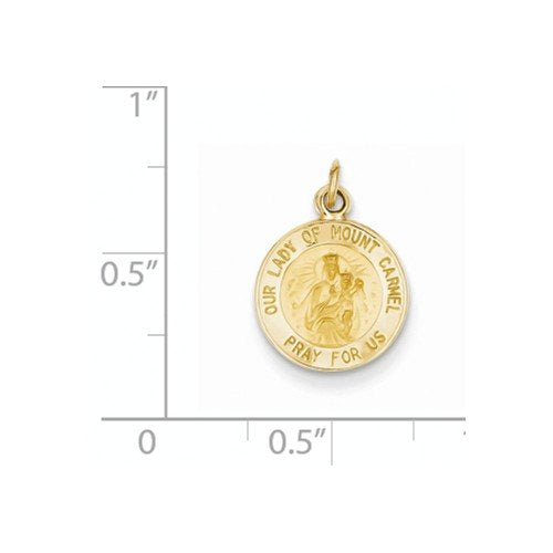 14k Yellow Gold Our Lady Of Mt. Carmel Medal Charm (17X12MM)