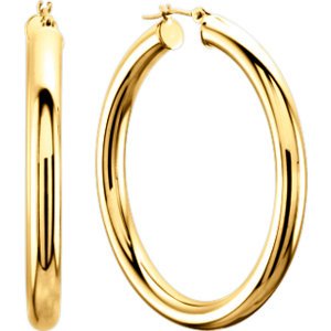 Tube Hoop Earrings, 14k Yellow Gold (40mm)