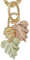 Grape Leaf Cluster Dangle Pendant Necklace, 10k Yellow Gold, 12k Green Gold, 12k Rose Gold Black Hills Gold, 18"