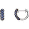 Pave Blue Sapphire Hoop Earrings, Black Rhodium-Plated 14k White Gold