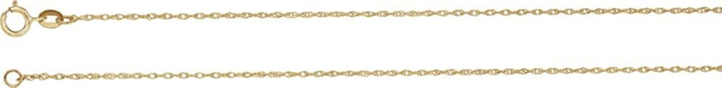 1 mm 18k Yellow Gold Solid Rope Chain, 16"