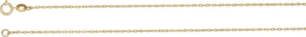 1 mm 18k Yellow Gold Solid Rope Chain, 20"