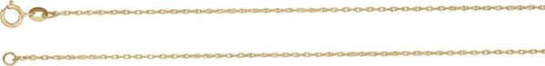 1 mm 10k Yellow Gold Solid Rope Chain, 16"