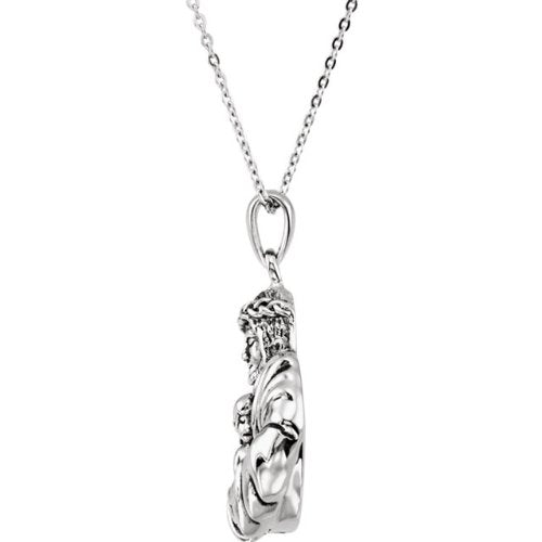 Mom's Prayer for Daughters 'God's Embrace of Love' Rhodium-Plate Sterling Necklace, 18"