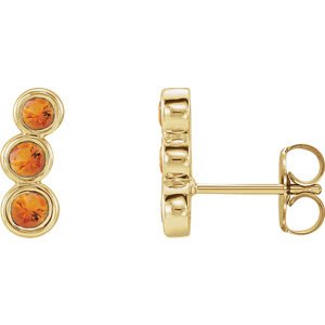 Citrine Three-Stone Ear Climbers, 14k Yellow Gold