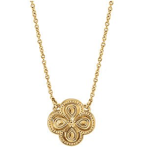 Fashion Clover Necklace in 14k Yellow Gold, 18"