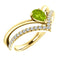 Peridot Pear and Diamond Chevron 14k Yellow Gold Ring (.145 Ctw,G-H Color, I1 Clarity)