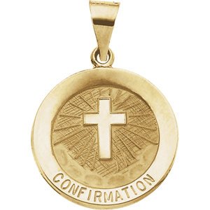 14k Yellow Gold Hollow Confirmation Medal (18.25 MM)