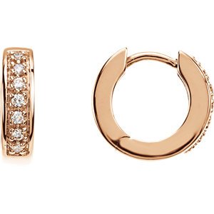 Diamond Hoop Earrings, 14k Rose Gold (1/6 Ctw, Color GH, Clarity SI1)