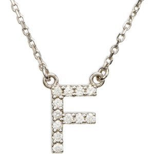 14k White Gold Diamond Alphabet Letter F Necklace (1/6 Cttw, GH Color, l1 Clarity), 16.25" to 18.50"
