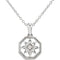 Diamond Octagon Vintage Style Filigree Flower Sterling Silver Pendant Necklace, 18" (.02 Cttw)