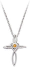 The Men's Jewelry Store (for HER) Dark Yellow Montana Sapphire Cross Pendant Necklace, Rhodium Plate Sterling Silver, 18"