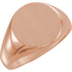 Men's 18k Rose Gold Brushed Signet Ring (15mm)