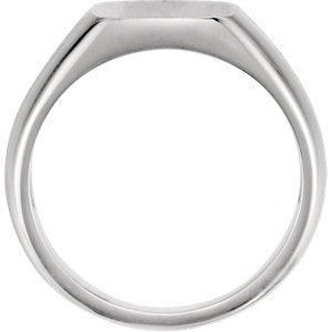 Men's Platinum Signet Rope Trim Design Ring, Size 12.5