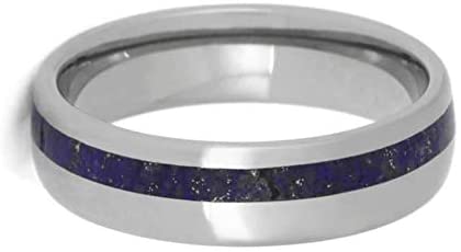 Lapis Lazuli Titanium Band and Lapis Lazuli Platinum Band, His and Hers Wedding Rings