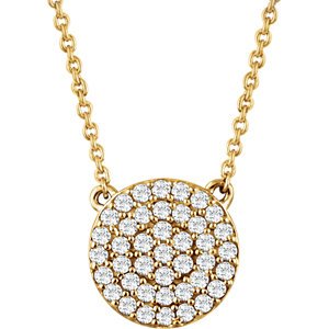 Round 41-Stone Diamond Pendant Necklace in 14k Yellow Gold, 18" (.34 Ctw, H+ Color, I1 Clarity))