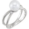 White Freshwater Cultured Pearl, Diamond Ring, Sterling Silver (8-8.5 mm)(.04 Ctw, Color G-H, Clarity I1)