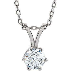 Diamond Solitaire Pendant Necklace, Rhodium Plate 14k White Gold, 18" (1/3 Ctw, GH Color, I1 Clarity)